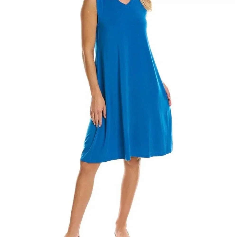 NWOT Eileen Fisher Sleeveless V-Neck Dress - Tencel Flowy Summer Minimalist